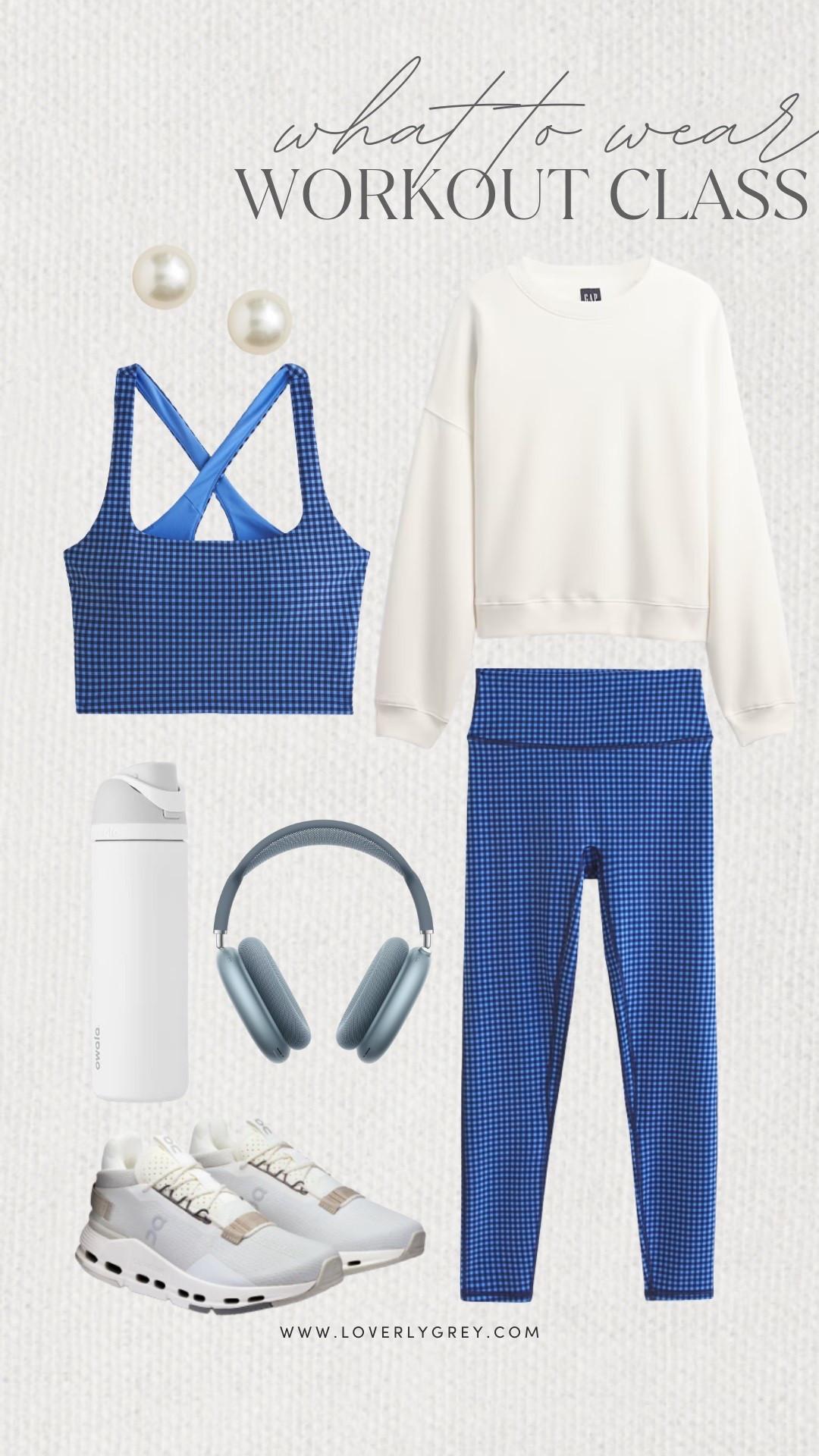 Loverly Grey, what to wear for a workout class. I am loving this matching set from Abercrombie with a white crewneck from gap layer on top. Grab your sneakers, owala water bottle, and headphones to enjoy your workout! Loverly Grey, what to wear, workout classs

#LTKfitnessgoals #LTKgrwm #LTKSeasonal