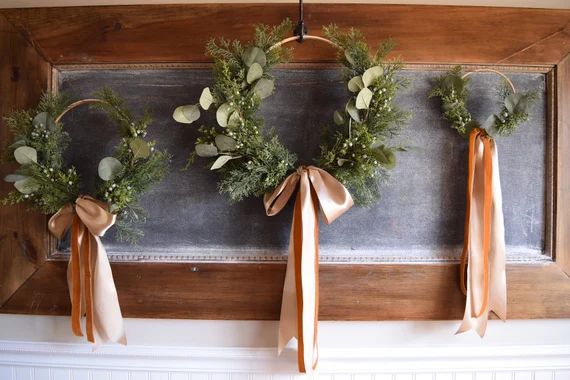 Set of 3 Cedar, Juniper and Eucalyptus Indoor Hoop Wreaths | Etsy (US)