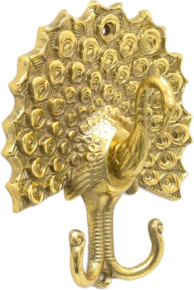Carousel Home and Gifts Double Golden Aluminium Peacock Hooks | Metal Wall Mounted Coat Hanger Pe... | Amazon (UK)