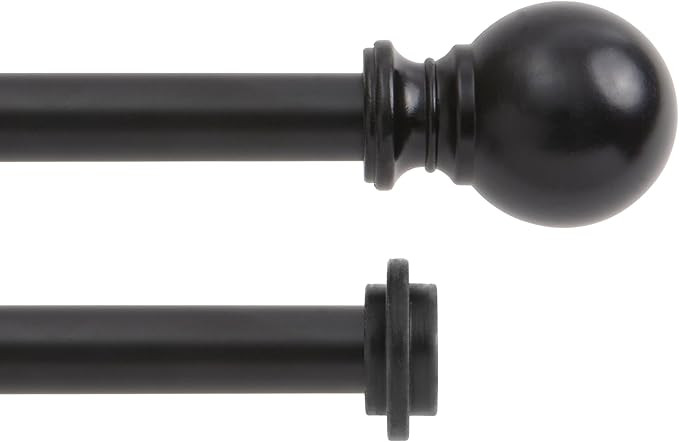 Kenney KN75918 Ball End Standard Decorative Window Double Curtain Rod, 66-120" Adjustable Length,... | Amazon (US)