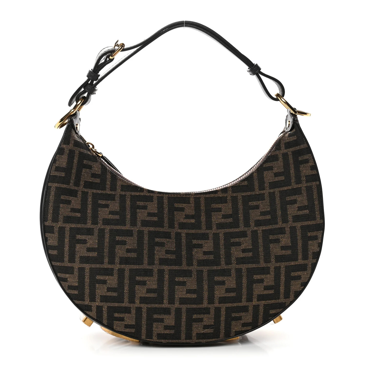 Fabric Jacquard Vitello Grace FF 1974 Small Fendigraphy Hobo Bag Tobacco Moro Ebano | FASHIONPHILE (US)