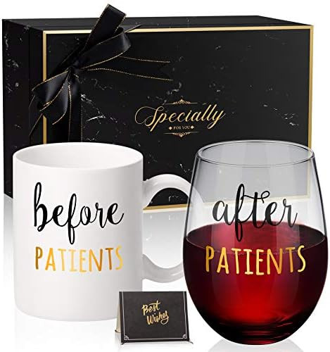 Before Patients, After Patients 11 oz Coffee Mug and 18 oz Stemless Wine Glass Set Gifts Idea for... | Amazon (US)