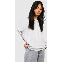 Womens Soft Knit Oversized Crew Neck Sweater - Grey - S | boohoo (US & Canada)