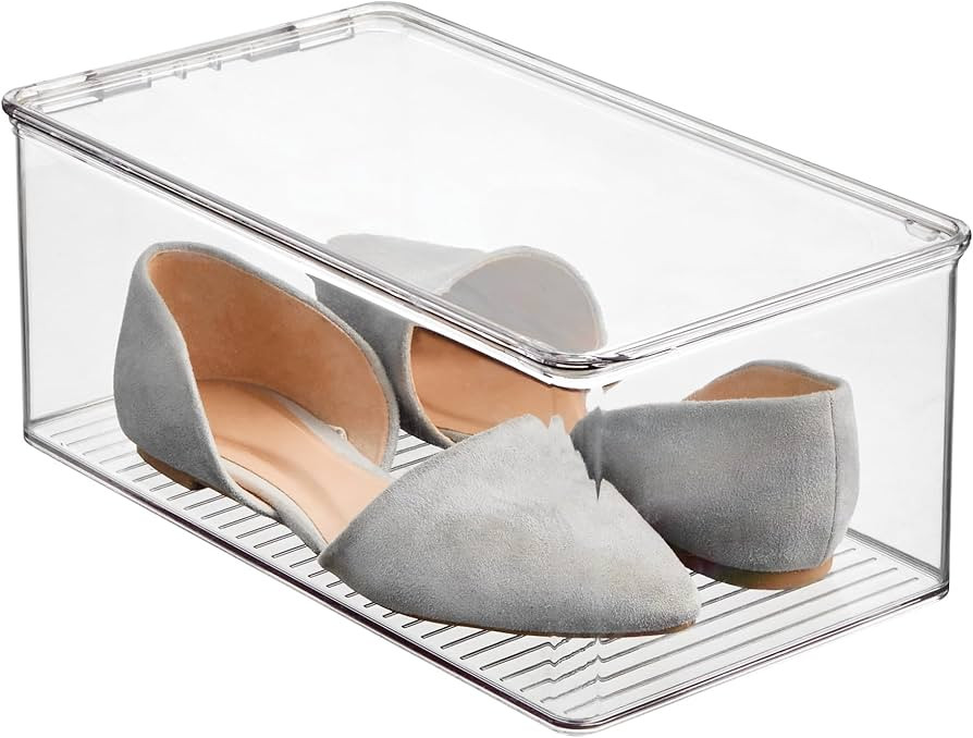 iDesign Recycled Plastic Stackable Organizer Box with Lid – Clear | Amazon (US)