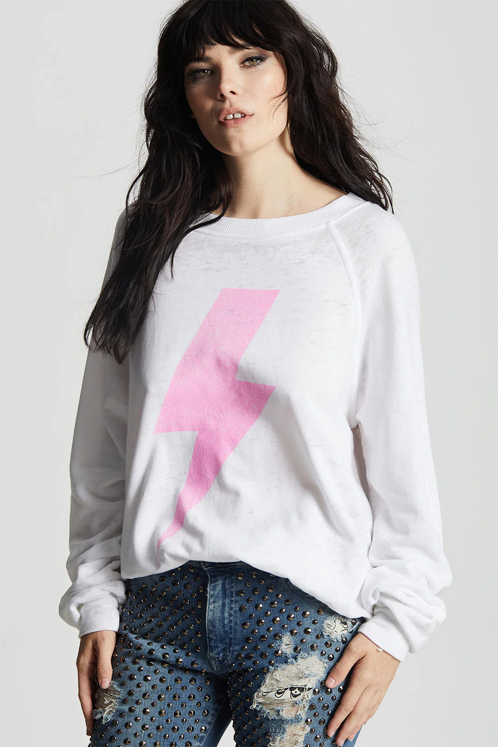 AC/DC Bolt Rock Out White Oversized Sweatshirt | Shop.app