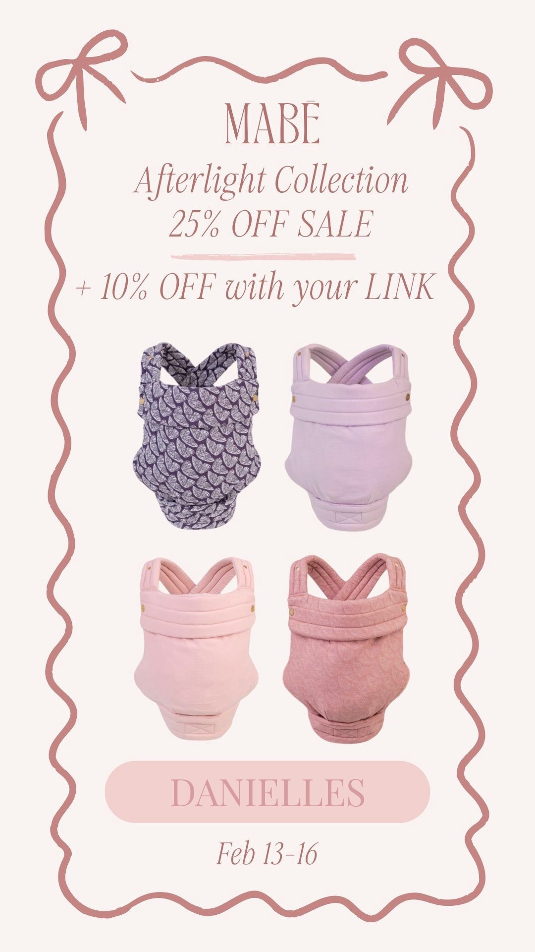 Last day to grab this beauty on sale! Right now Mabē is doing a sale on their Afterlight collection, 25% off and my code stacks making it under $90! The best discount yet 👍🏼 Their carriers have been the best I have tried since becoming a Mom 👶🏼  Use my code ‘DANIELLES’ and get $10 off your purchase💗


Mabē, baby carrier, mom must haves, traveling with kids, mom travel tips, travel must haves with babies, baby registry, baby shower gifts, gifts for mom, Mother’s Day gift ideas #LTKFamily 

#LTKSaleAlert #LTKmomlife #LTKBaby