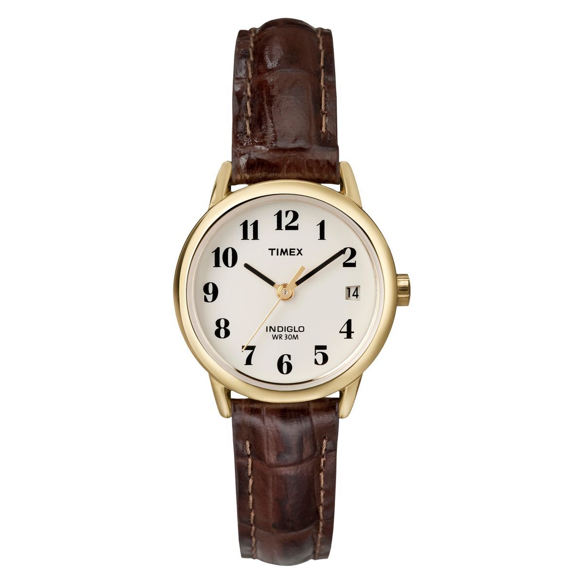 Women's Timex Easy Reader Watch with Leather Strap - Gold/Brown T20071JT | Target