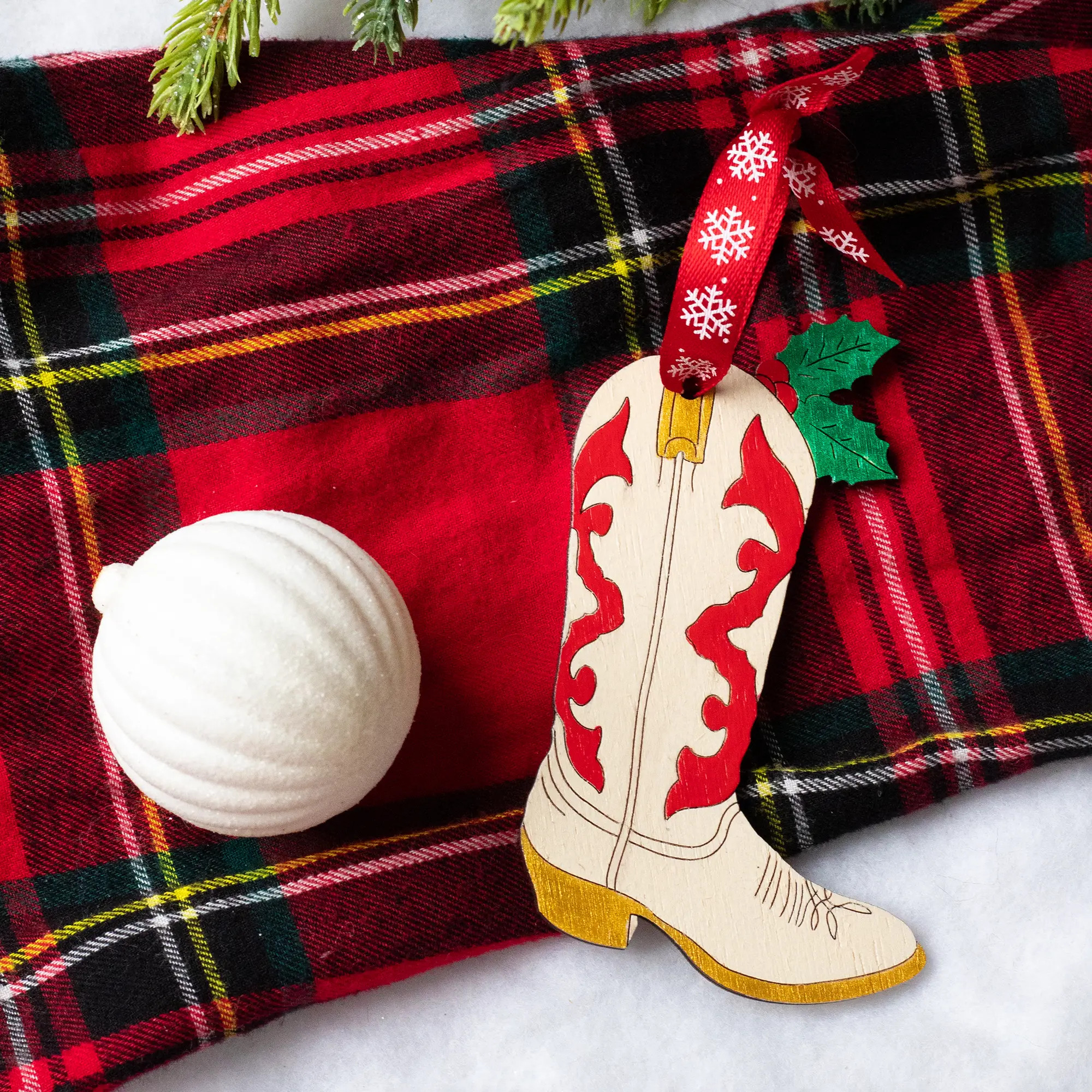 Holly Cowboy Boot Ornament | Le Chic Miami