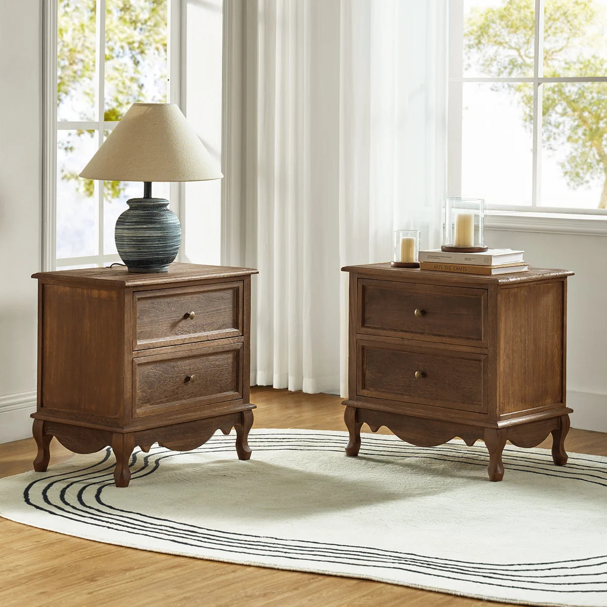 Lundgren Transitional 24'' Tall 2 - Drawer End table with Wood Legs and Charging Station Space  (... | Wayfair North America