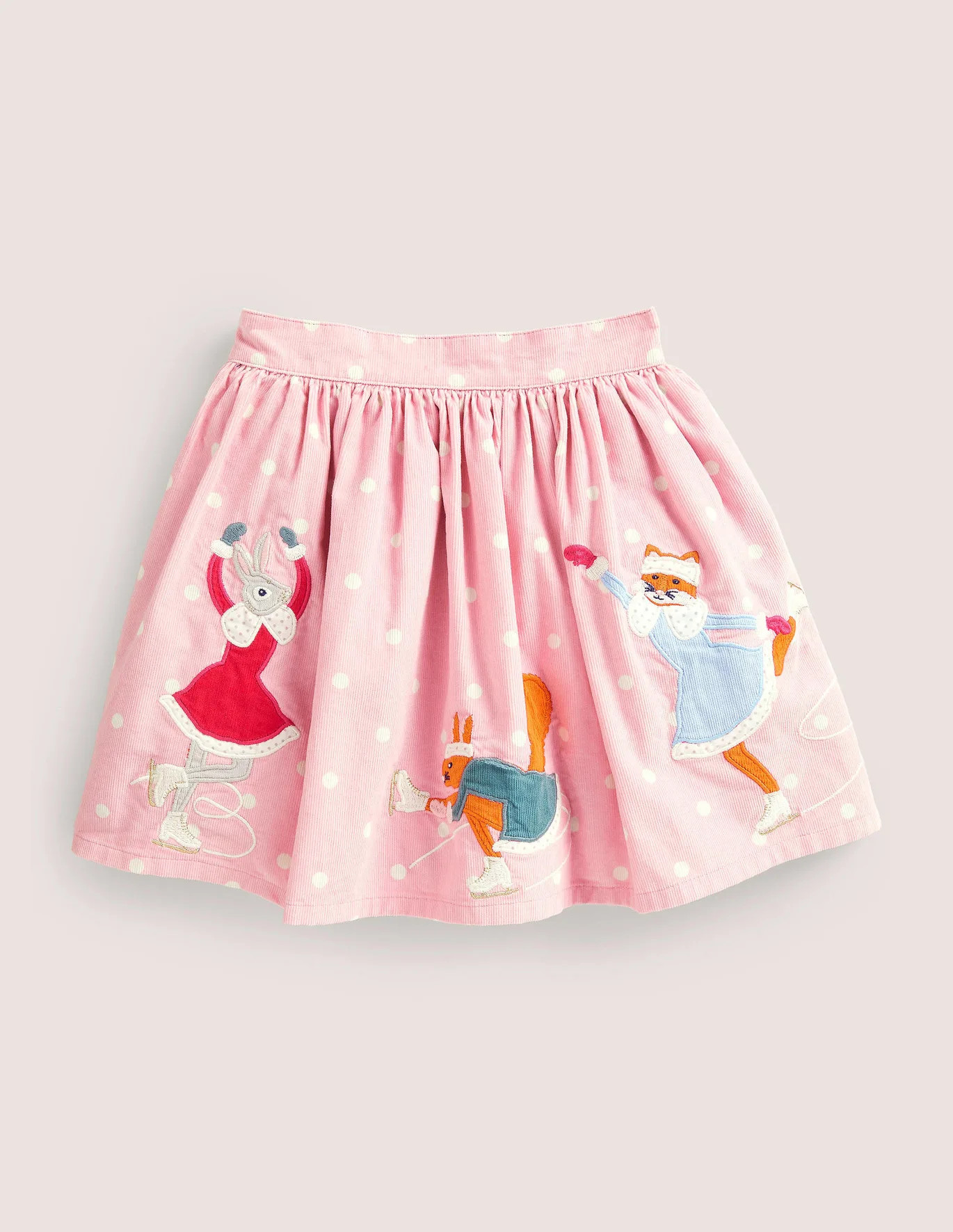 Cord Appliqué Skirt - Ice Skating Animals | Boden (US)