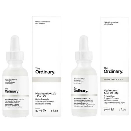 The Ordinary Facial Treatment: Hyaluronic Acid with 2% + B5 (30ml) and The Ordinary Niacinamide 10% + Zinc 1% (30ml) Bundle Face Care Set | Walmart (US)