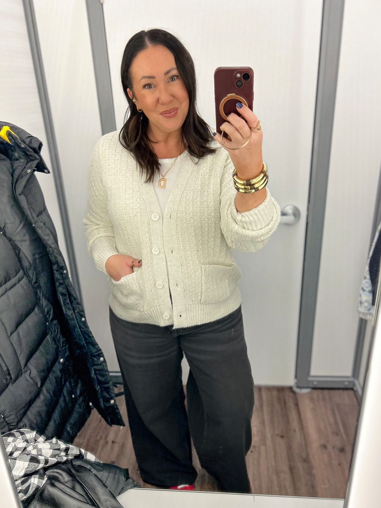 New sequin cardigan @walmart! Large gives the perfect relaxed fit. XL ribbed top. Size large jeans  

#LTKFindsUnder50 #LTKMidsize #LTKOver40