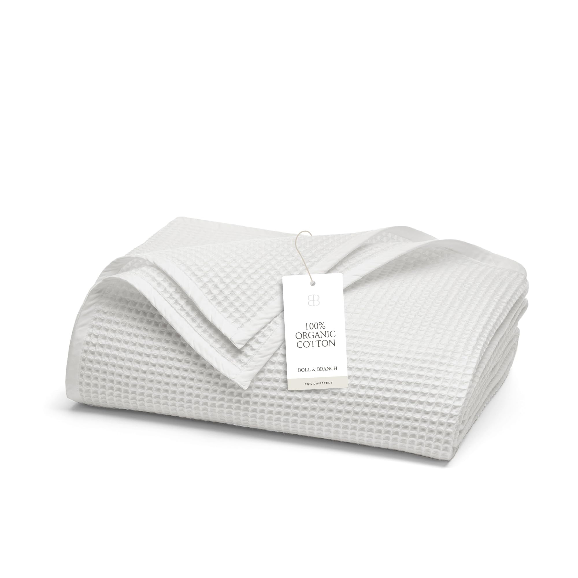BOLL & BRANCH Waffle Bed Blanket - Twin, White - Luxury 100% Organic Cotton - Soft, Lightweight, ... | Amazon (US)