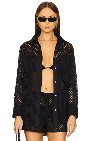 Solid & Striped Bronte Button Down Top in Noir from Revolve.com | Revolve Clothing (Global)