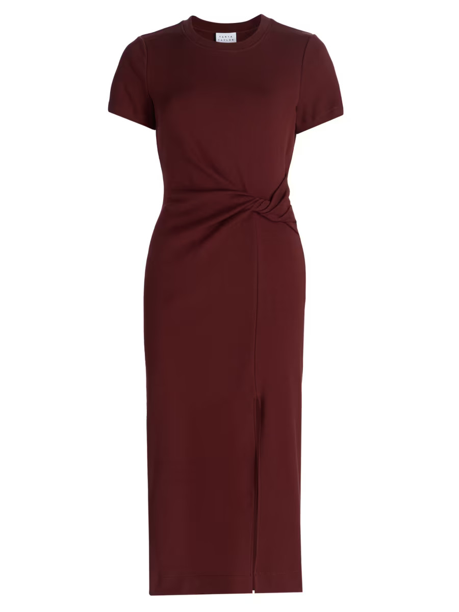 Cody Twisted Stretch-Cotton Midi-Dress | Saks Fifth Avenue