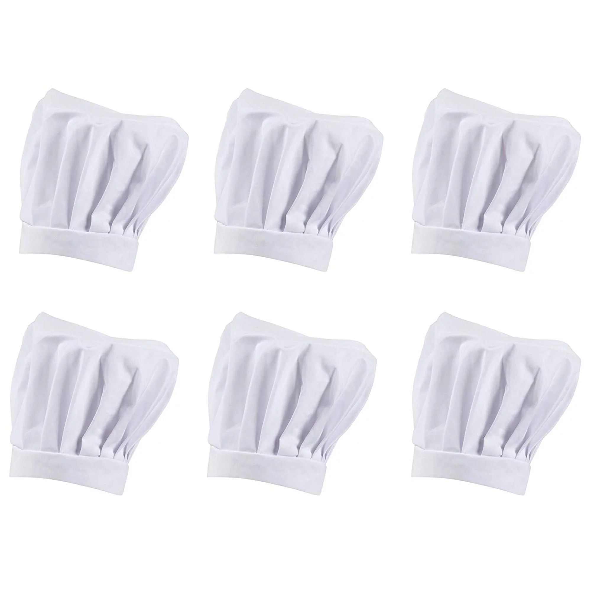 Professional Chef Baker Hat - 6-Pack Polyester Adjustable Cooking Caps for Adults, White | Walmart (US)