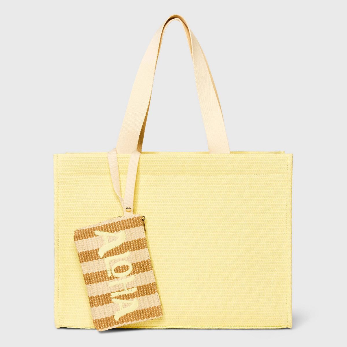Elevated Straw Tote Handbag with Zip Pouch - A New Day™ Yellow | Target
