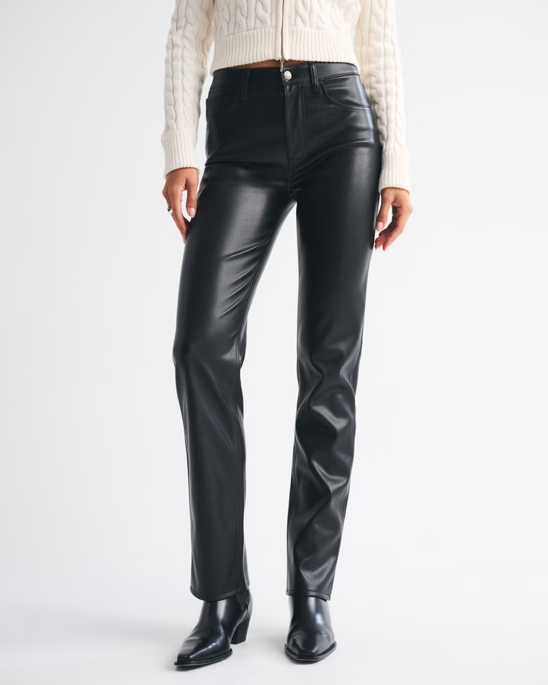 High Rise 90s Straight Vegan Leather Pant | Abercrombie & Fitch (US)