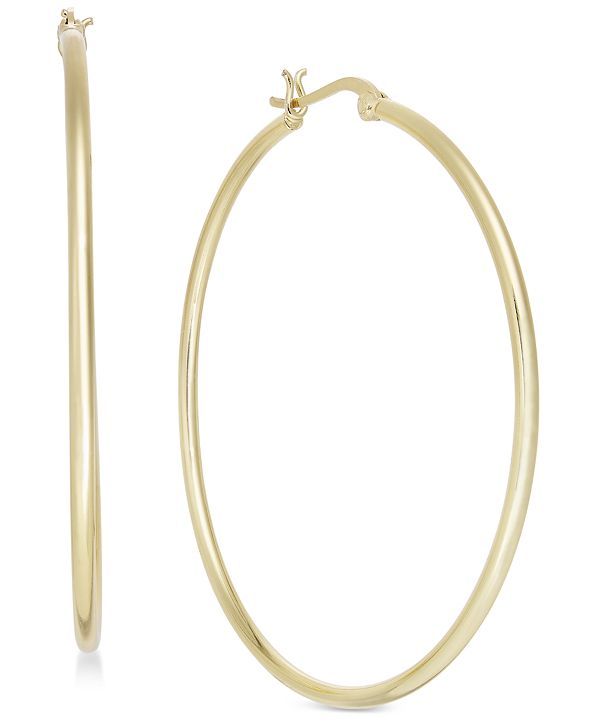 Large Gold Plated Polished Large Hoop Earrings | Macys (US)