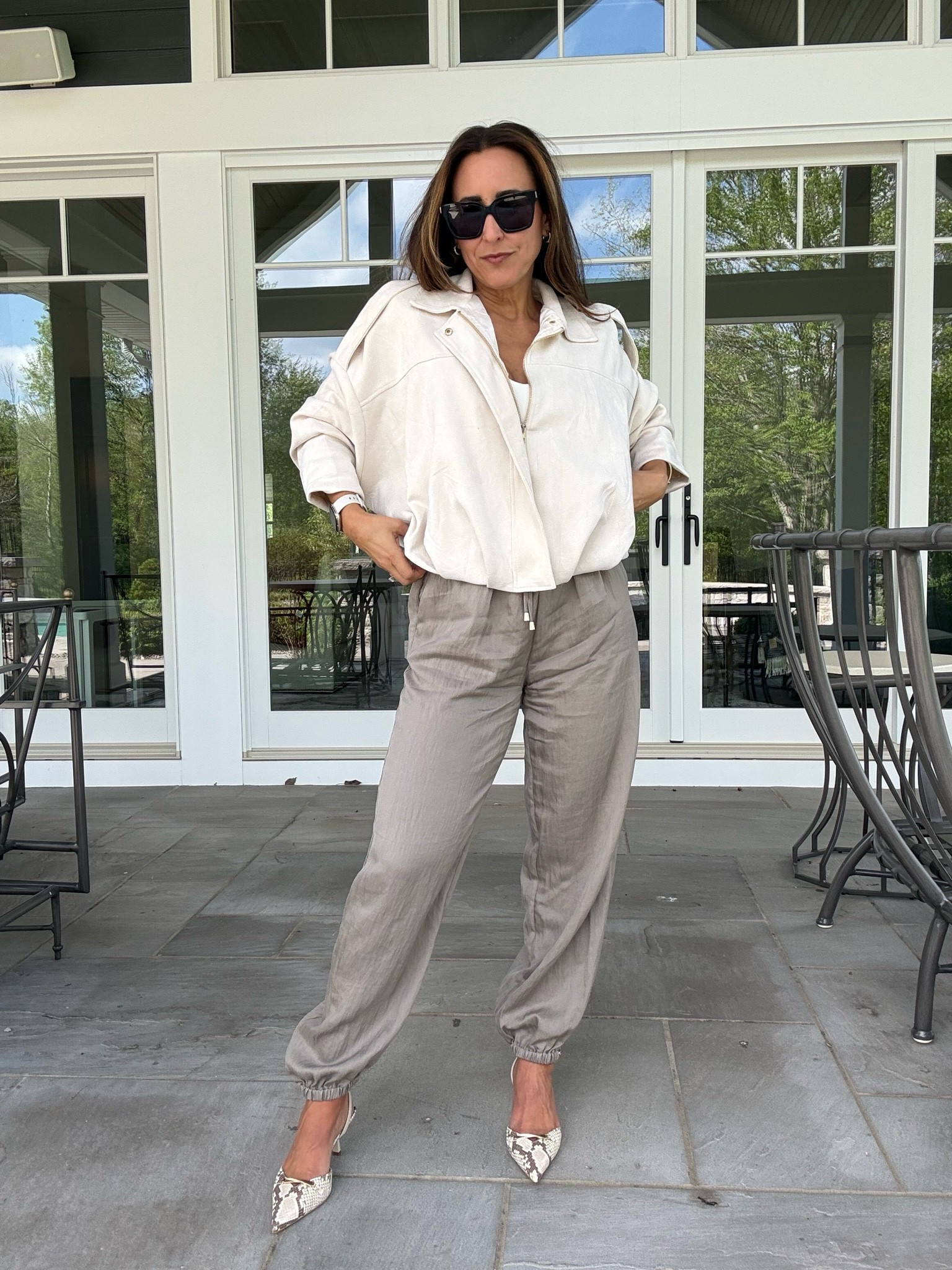 Elevated chic and oh-so-comfy!! 
Can’t link Zara since it’s only offered to large creators. I’d love to keep growing! Please share my posts and reels in Instagram and tag me! ❤️😘 I would be grateful!

Zara pants size small
8741/076/832
Tank small 
Jacket small 
Shoes size up half 


Elevated casual
Every day style
Casual elegance 
Confident style 
Look good feel good
Weekend outfit

#LTKgrwm #LTKSeasonal #LTKOver40