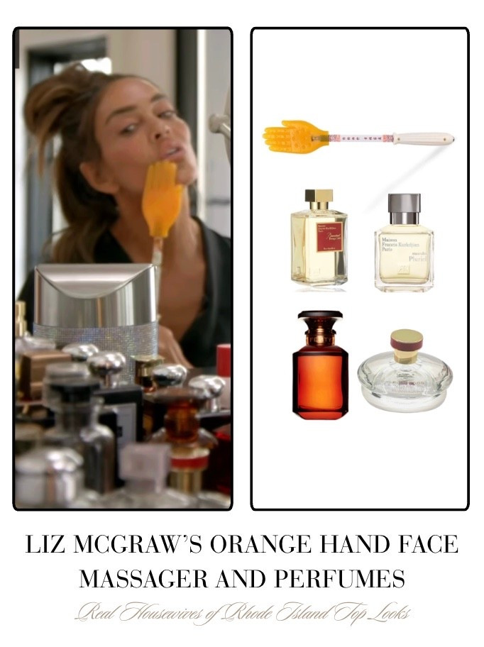 Liz McGraw’s Orange Hand Face Massager and Perfumes