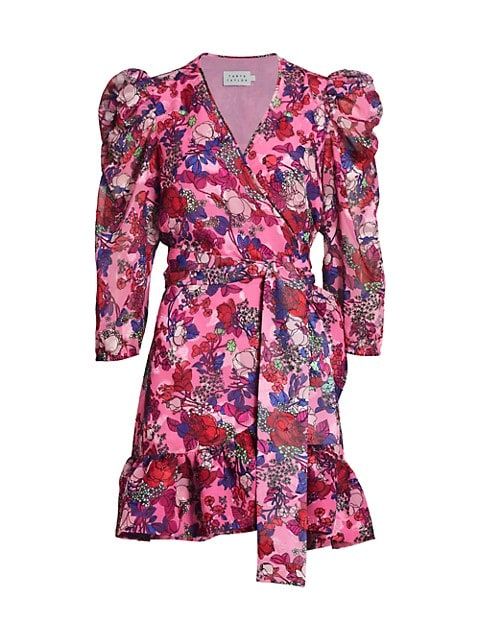 Sasha Floral Puff-Sleeve A-Line Wrap Dress | Saks Fifth Avenue