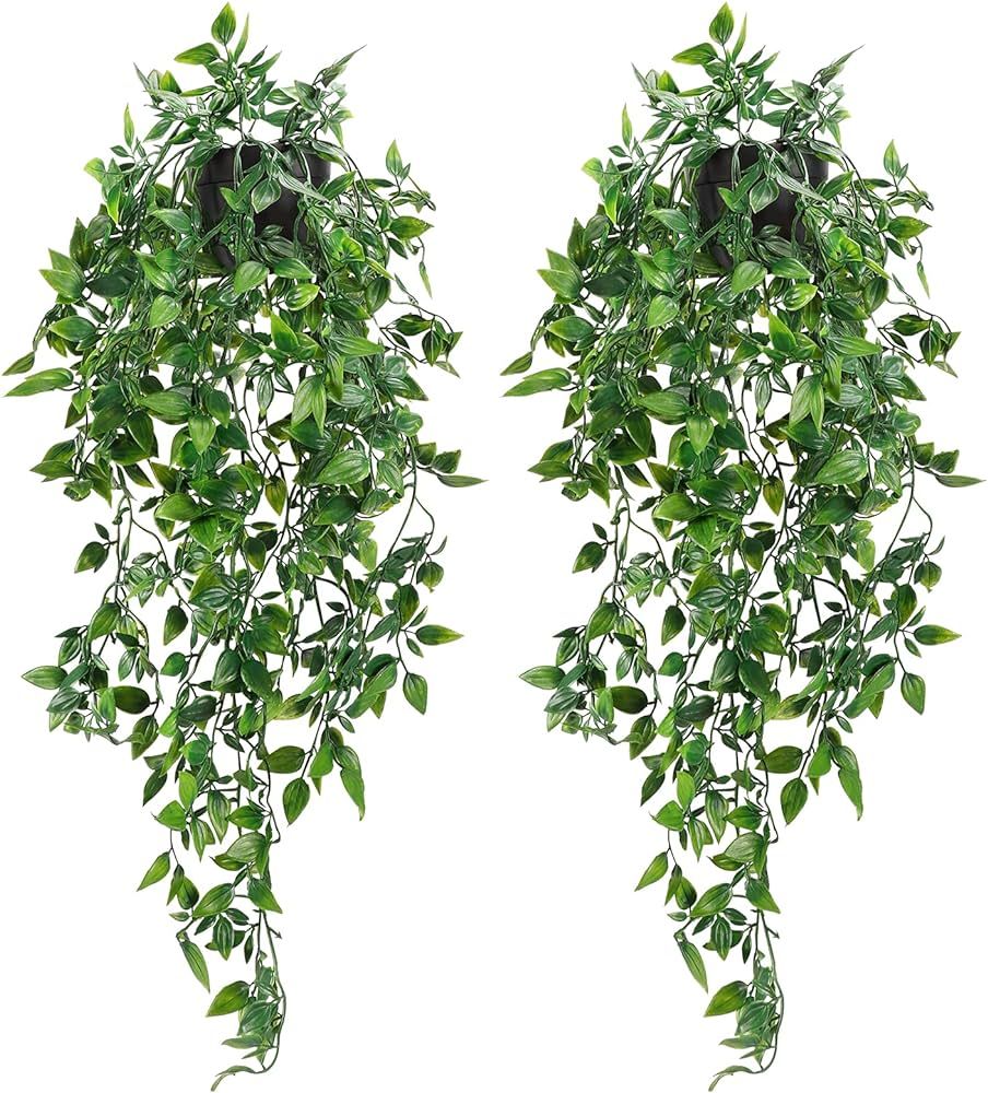 Whonline 2pcs Artificial Hanging Plants Fake Potted Plants for Wall House Room Patio Indoor Outdo... | Amazon (US)