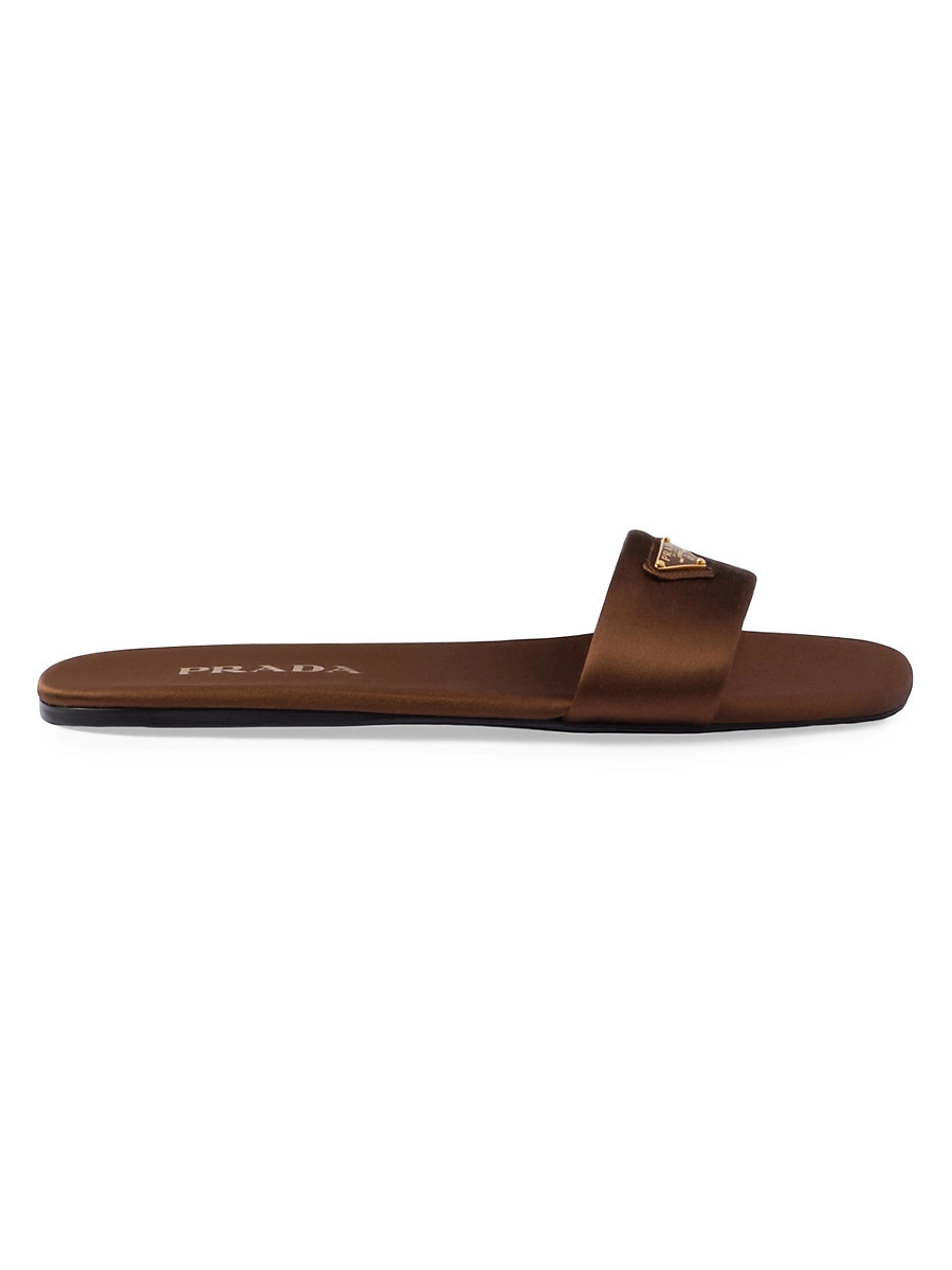 Women's Satin Slides - Brown - Size 6 | Saks Fifth Avenue
