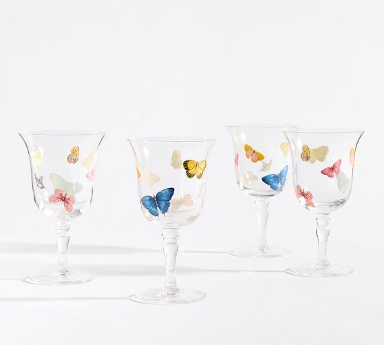 Butterfly Glass Goblets - Set of 4 | Pottery Barn (US)
