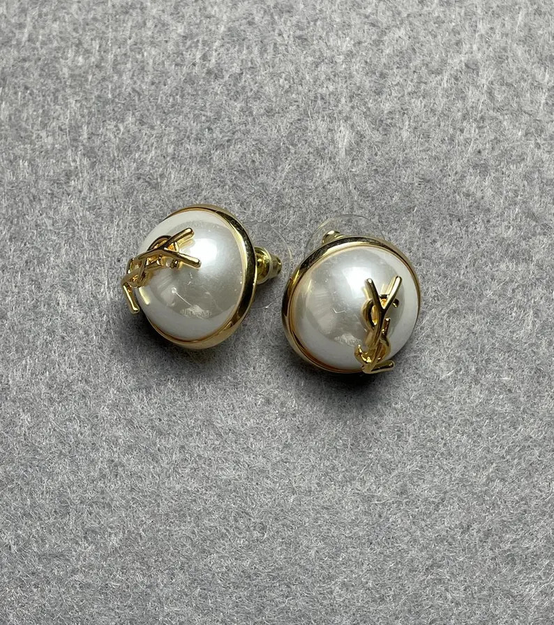 Vintage Yves Saint Laurent Gold Tone Vintage Earrings Vintage 90s Gold Tone Gift For Her | Etsy (US)