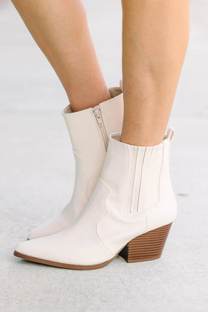 Take A Look Cream White Cowboy Booties | The Mint Julep Boutique