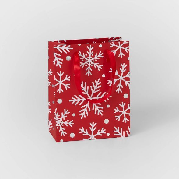 Snowflake Cub Gift Bag Red White & Silver - Wondershop™ | Target