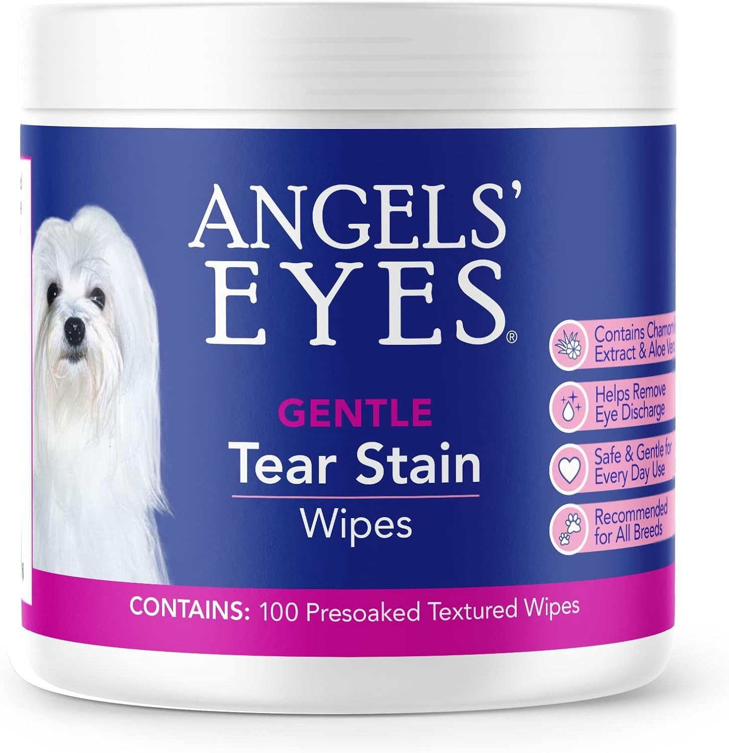 Angels’ Eyes Gentle Tear Stain Wipes for Dogs and Cats | 100 ct Presoaked & Textured Eye & Face... | Amazon (US)