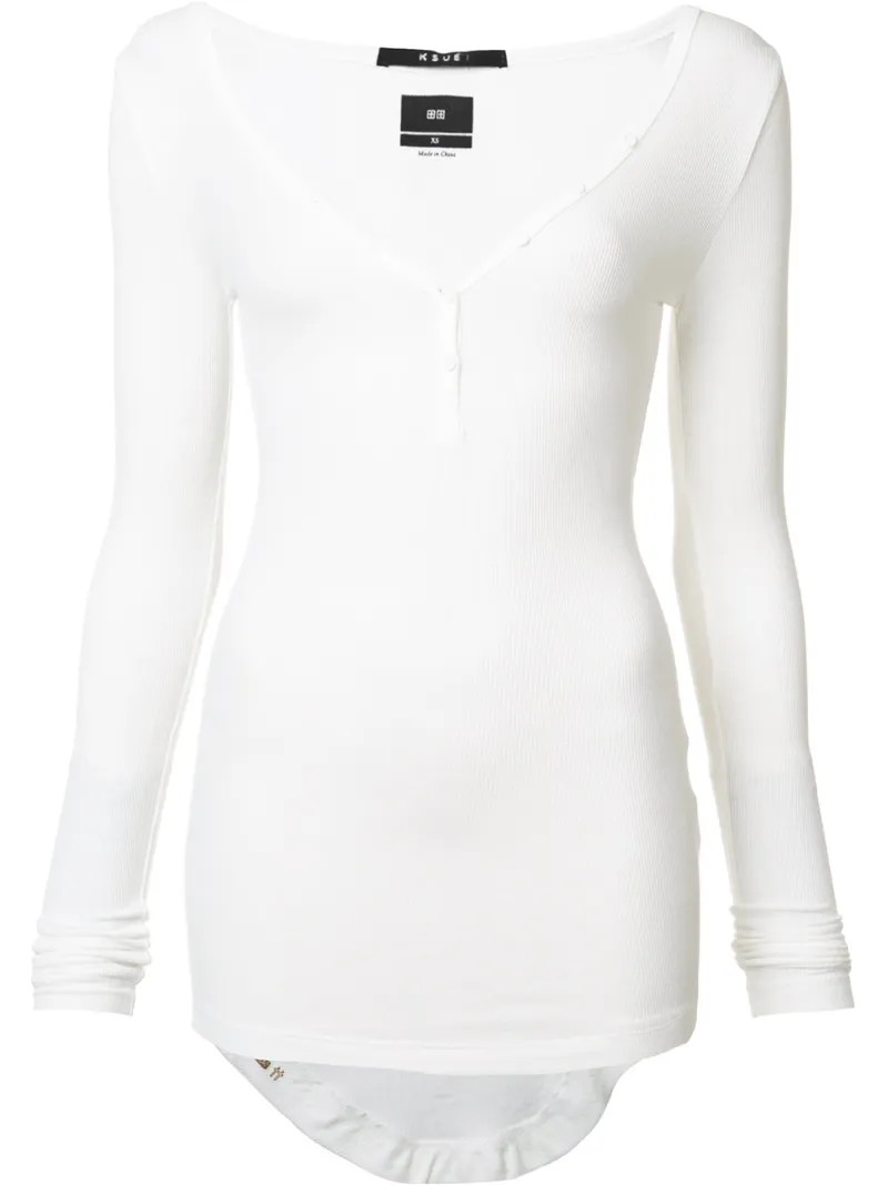 Ksubi - longsleeved buttoned T-shirt - women - Spandex/Elastane/Rayon - M, White, Spandex/Elastane/Rayon | FarFetch US