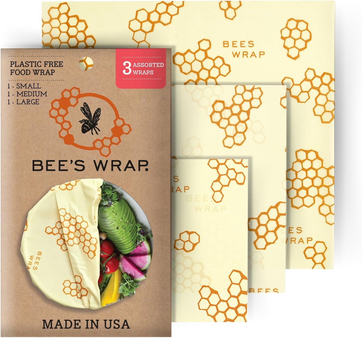 Bee's Wrap Reusable Beeswax Food Wraps Made in The USA, Eco Friendly Beeswax Wraps for Food, Sust... | Amazon (US)