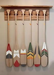SET of TWO - Choose 2 Hand Painted Decorative Canoe Paddle Oar Wall Art (Walnut & Clear Coat,48) | Amazon (US)