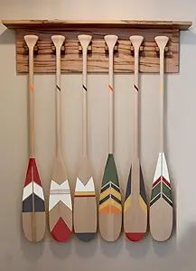 SET of TWO - Choose 2 Hand Painted Decorative Canoe Paddle Oar Wall Art (Walnut & Clear Coat,48) | Amazon (US)