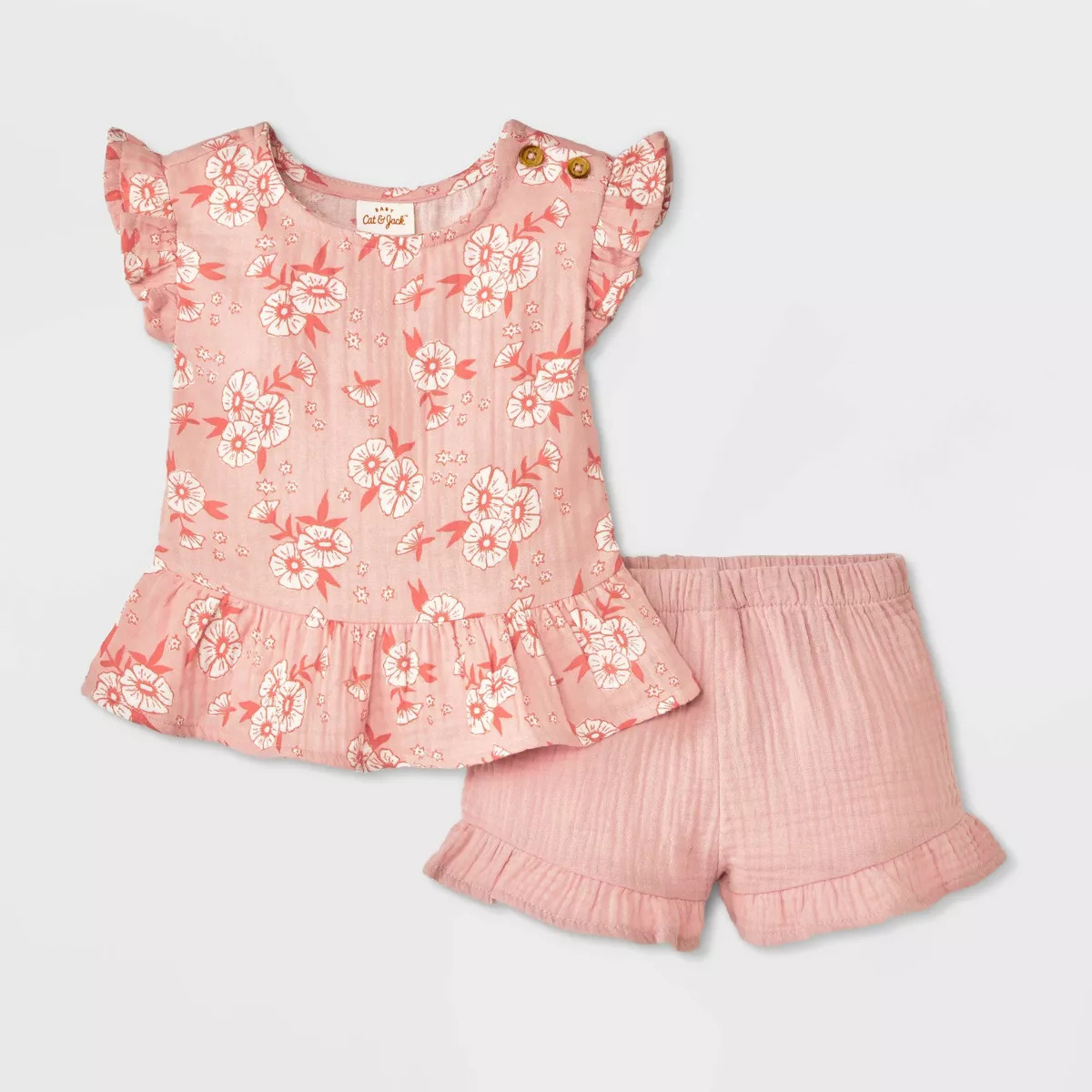 Baby Girls' Ruffle Sleeve Gauze Shorts Set - Cat & Jack™ | Target