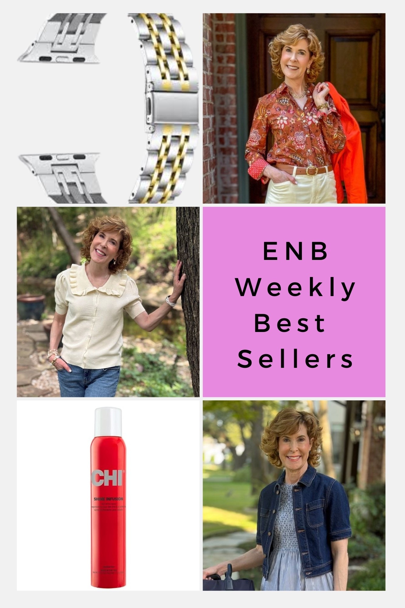 This week's ENB best sellers are giving all the fall vibes!
« A classic button-down in a pretty autumn pattern (30% off!) tops the list, along with a short-sleeve jean jacket that's perfect for layering. Add in a cozy cardigan that comes in multiple colors, a chic mixed-metal Apple Watch band that easily goes from casual to dressy, and a shine polishing spray that gives your hair a gorgeous, glossy finish.

#LTKStyleTip #LTKSeasonal #LTKFindsUnder50