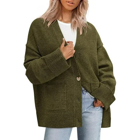 PRETTYGARDEN Women's Oversized Cardigan Sweaters Trendy Chunky Knit Long Sleeve V Neck Button Down Fall Winter Outfits | Walmart (US)