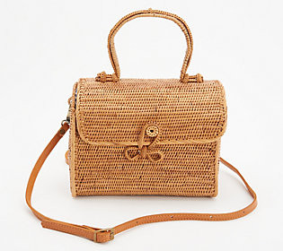POPPY + SAGE Rattan Crossbody with Top Handle - Alice | QVC