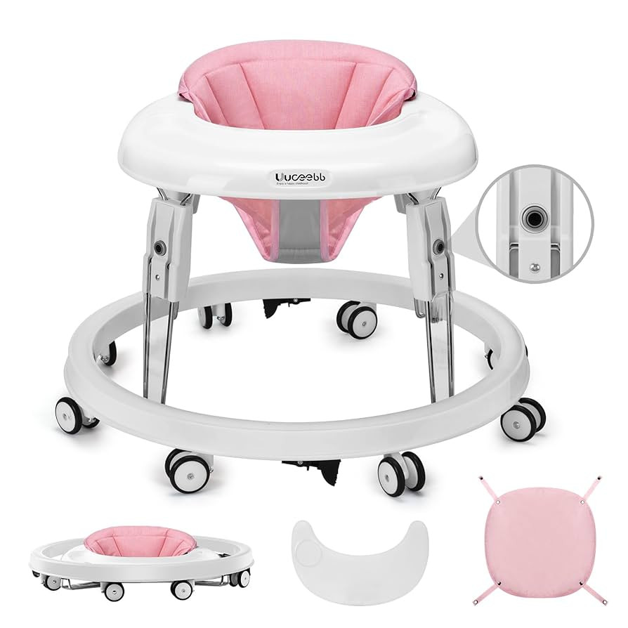 One-Touch Folding Baby Walker, Anti-Roll 8-Wheel Round Chassis, 7-Speed Height Adjustment, with L... | Amazon (US)