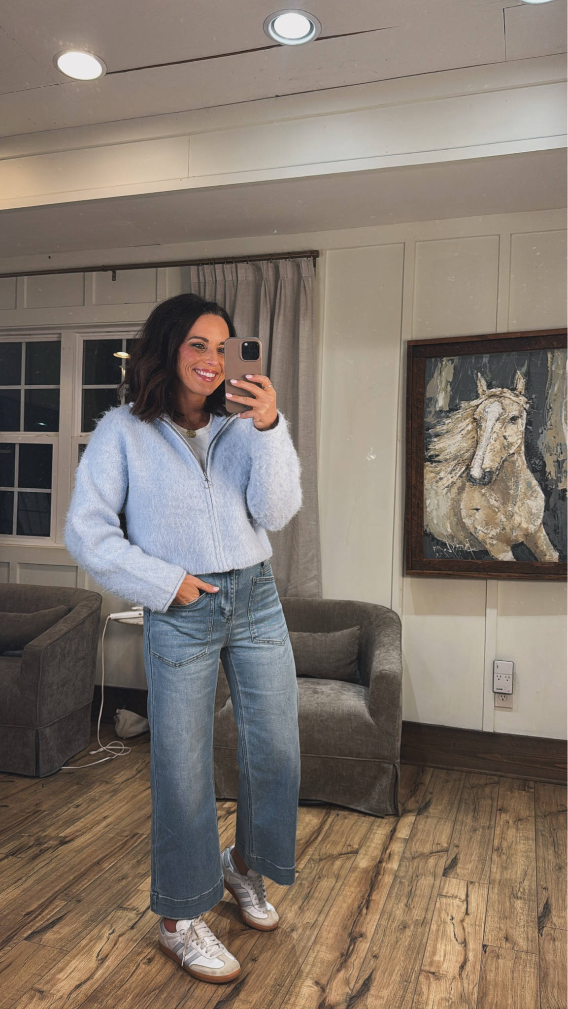 Chic winter casual look! This jacket is so soft & a showstopper for daily wear!  

Everyday wear cute blue jacket women’s fashion clothes affordable cute soft wear mom approved outfit teacher inspiration cute style jeans VintagePickin 

#LTKPetite #LTKmomlife #LTKootd