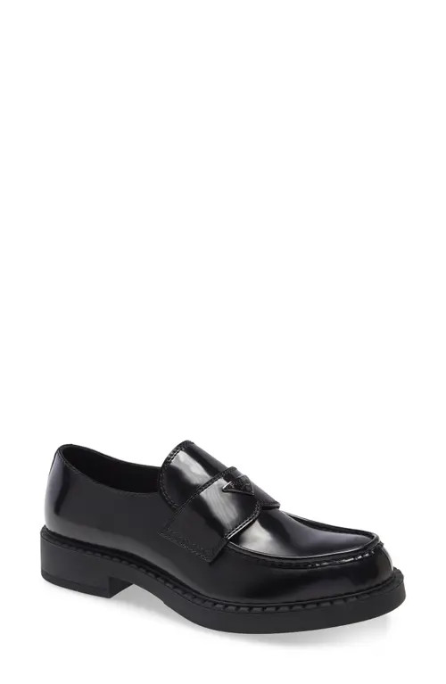 Prada Chocolate Loafer in Black at Nordstrom, Size 7Us | Nordstrom