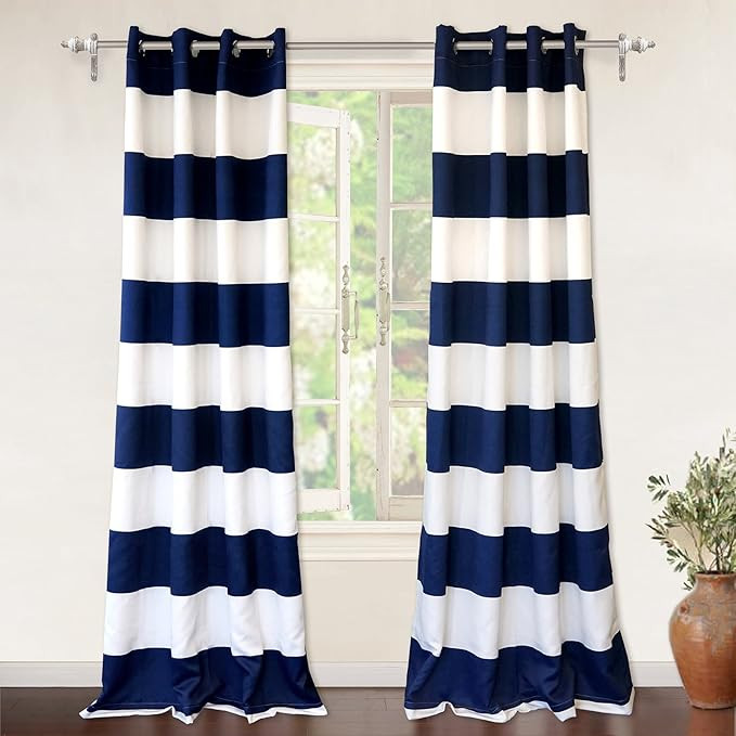 DriftAway Mia Stripe Room Darkening Grommet Unlined Window Curtains 2 Panels Each 52 Inch by 84 I... | Amazon (US)