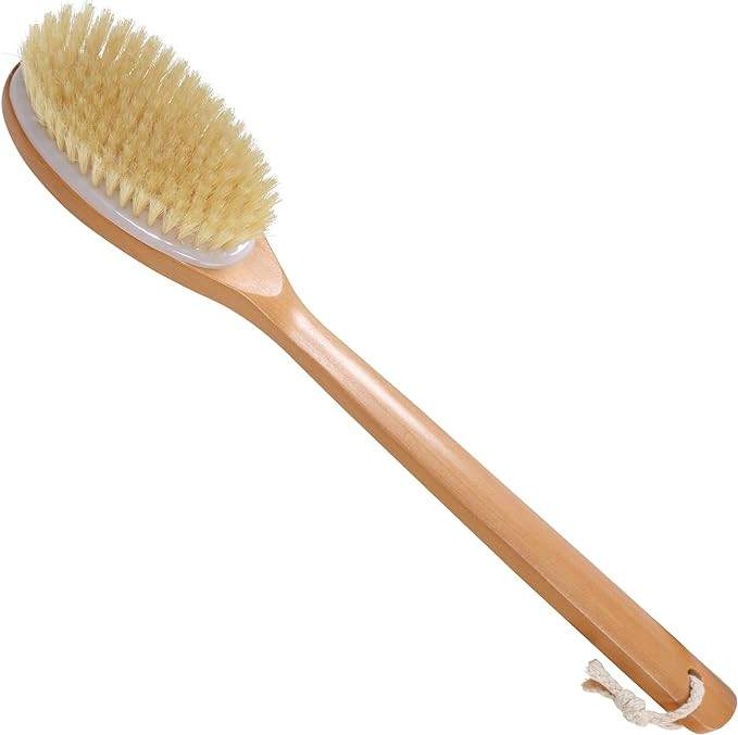 OWIIZI Bath Brushes with Soft and Natural Bristles Antiskid Wooden Long Handle Shower Body Scrubb... | Amazon (US)
