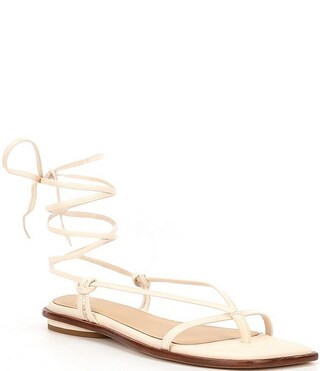 Antonio Melani x Style by Simkins Hampton Leather Ankle Wrap Flat Sandals | Dillard's | Dillard's