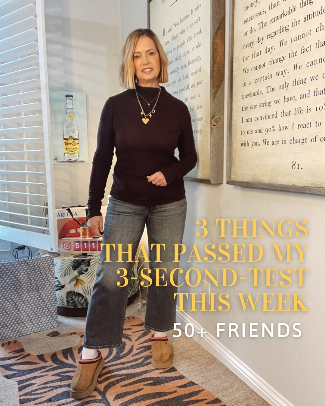 3-Second-Test Winners this week! This test is simply that I must love it with seconds for it to pass. This means love everything about it, no “buts” or “I wish”, just love everything about it. 
These 3 passed!
1️⃣ This layering mock turtleneck is so good. I’ve worn it twice this week already and ordered 4 more colors. This will be a winter staple, for me.
2️⃣ This mist-complimented sweater that I’ve been wearing on repeat. It’s actually a cardigan, but I’ve been wearing it buttoned up. It has a drawstring waistband which gives you lots of options. Great over leggings, too!
3️⃣ These jeans that have become so popular. Stylists are loving them! They now make them in 3 washes and I just ordered the third! When a brand makes multiple washes in a style and a petite version, you know they are selling a lot of them.

#over50style
#midlifefashion
#everydayoutfit
#casualchicstyle
#wearablefashion
#amazonfashionfinds
#layeredlook
#modernclassicstyle
#womenover40style
#elevatedcasual
#denimoutfit
#styleover50

Comment PIXIE below to receive a DM with the link to this post on my LTK ⬇ https://liketk.it/5H3VV