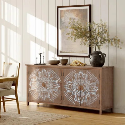 4 Door Wood Buffet Cabinet, Brown Wood Buffet Cabinet | Wayfair North America