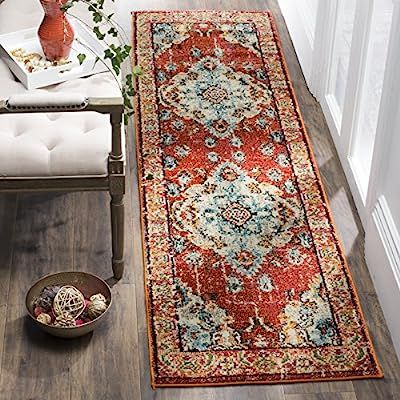 Safavieh Monaco Collection MNC243H Bohemian Chic Medallion Distressed Runner, 2' 2" x 16', Orange... | Amazon (US)